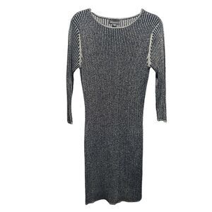 Metaphor Ribbed  Sweater Dress Womens L Black Metallic‎ Gold Holiday